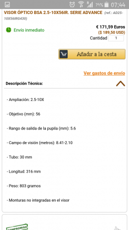 Buenas
Vendo este visor por falta de uso.
Esta montado en una cz452 y de momento solo ha disparado unos 10