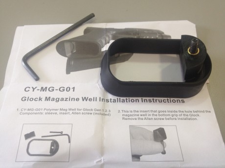 Fanel /  Magwell de polímero negro para GLOCK.  
Se adapta a los modelos Glock 17, 17L, 19, 22, 24, 31, 00
