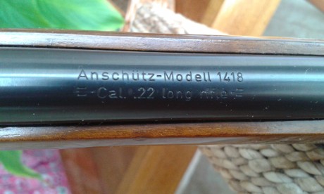 Vendo carabina de la marca Anschutz modelo 1418. 

Es el modelo Stutzen con madera hasta la boca de fuego 12