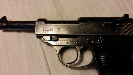 Lo dicho que vendo mi Pistola Walther  P 38  ac 41 de 9mm parabelun guiada en F, pavon orijinal extriado 01