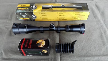 Hola a todos.

Vendo visor BUSHNELL Trophy XLT 4-12x40 con retícula Multi-X, tubo de 1" (25,4mm), 12