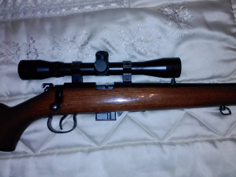 Se vende carabina Norinco del 22 Magnum, con anillas de 11 mm. y visor 4x32.
 Entrega en mano en Barcelona.
Precio 00