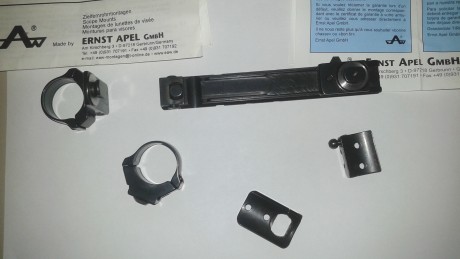 Se venden bases y anillas giratorias apel originales. Incluyen una montura para visor holográfico Bushnell. 01