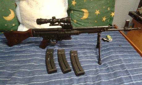 Ayudo a un amigo a vender este fusil Stg44 de la casa GSG en calibre 22, Compuesto el kit por:
 - puntero 02