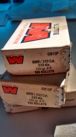Hola vendo 300 puntas winchester de 6mm para calibre 243, son de un compañero del club que no maneja internet, 01