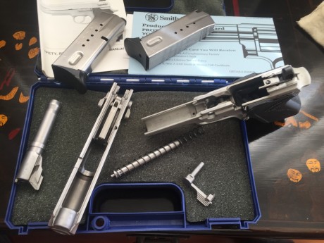 Magnifica pistola semiautomática S&W 9 parabellum con 2 cargadores con capacidad para 12 proyectiles 10