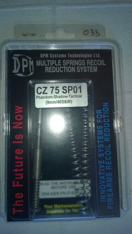 Buenos Dias,
Vendo DPM Recoil System para CZ SP01 SHADOW. Reduce el retroceso en más de un 30%.
Me costó 01