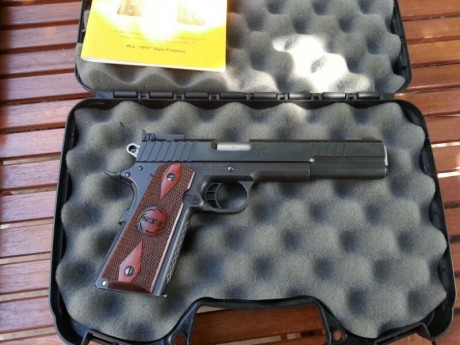 Hola q todos, pongo a la venta mi STI Trojan 45.acp, cañon 6 pulgadas, cargador y maletin original. La 02