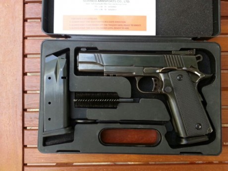 Hola q todos, pongo a la venta mi STI Trojan 45.acp, cañon 6 pulgadas, cargador y maletin original. La 01