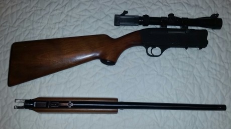 Rifle carabina del 22 lr. Semiautomática.  Gevarm E1. 
Fabricada en Francia por Gevelot. Cuenta con cargador 02