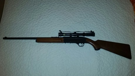 Rifle carabina del 22 lr. Semiautomática.  Gevarm E1. 
Fabricada en Francia por Gevelot. Cuenta con cargador 00