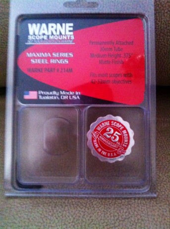 VENDO ANILLAS WARNE MAXIMA FIJAS PARA TUBO DE 30mm,ESTAN COMO NUEVAS,COMPRADAS HACE UN MES,SOLO HAN ESTADO 02