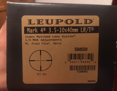 Vendo visor LEUPOLD MARK 4 LRT M1 3,5-10X40 Front Focal Mil Dot. 
 Se entrega en su caja original. Se 02