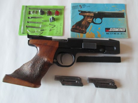 Se vende pistola Igi Domino mod. 602, guiada en F, calibre 22lr, empuñadura sin retoques, con 2 cargadores, 00