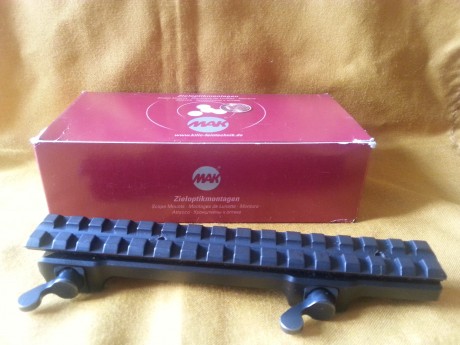 Vendo montura acero marca MAK (alemana) compatible con el sistema isi-mount de sauer modelos s303 y 202.
Tiene 02
