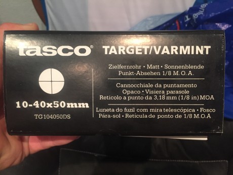 Buenos días: VENDIDO¡¡¡ Se puede cerrar el post. Gracias

Vendo visor Tasco 10/40/50 con reticula target 00