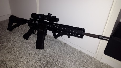 Vendo AR15 Astra stg4 cal. 222 con cañon de 14.6"
Lleva montado un visor TACTICO BUSHNELL holográfico 00