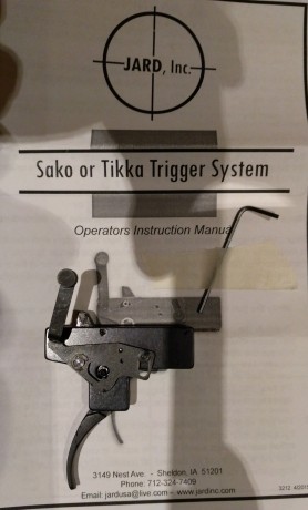 Hola

Vendo grupo disparador para rifles Tikka / Sako. El modelo es el JARD, con un peso de aprox. 340-350 01