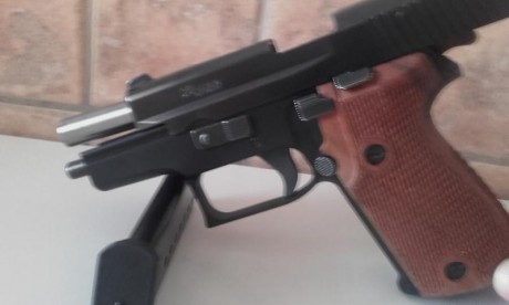 Pongo en venta magnifica pistola SIG SAGUER P225 en calibre 9mm Pb.
El arma esta guiada en F.
La acompañan 02