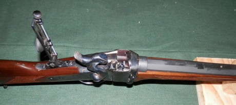 Hola, vendo rifle sharp de la casa I.A.B. Calibre 45/70. Cañón de 71 Cm.Con 2 gatillos (pelo) Está en 41