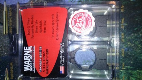 Vendo Anillas Warne 30 mm especiales para Cz550 (Nuevas sin sacar de su envase).
55 euros con portes incluídos.

 00