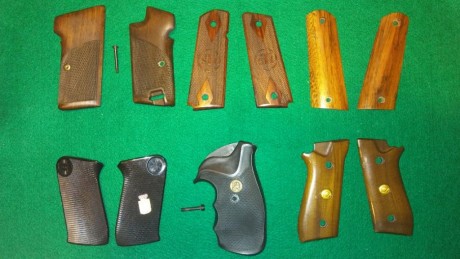 Vendo las siguientes cachas de pistolas Y revólveres:

Sig P210 ---------70 € 

STI ---------------35 00