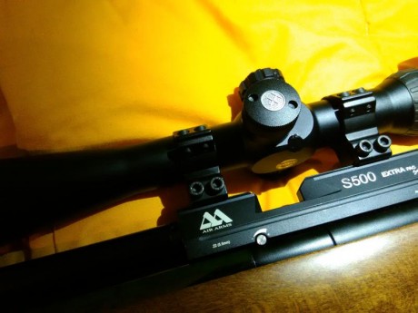 Hola a todos
Hace cosa de un mes que tengo una Air Arms S500 xtra fac calibre 5,5, a la que le puse un 01