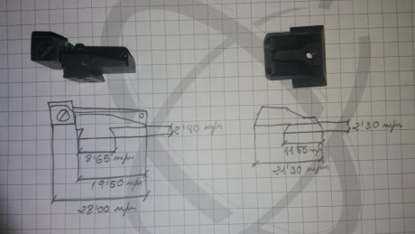 Vendo los siguientes alzas y puntos de pistola:

1.- 45 € (S&W MP9)
2.- 65 € (según fresado del arma)
3.- 81