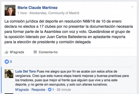 Me ha llegado esto:

Por decisión  de la Comunidad de Madrid se han disuelto los órganos de directivos 41
