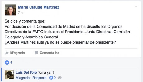 Me ha llegado esto:

Por decisión  de la Comunidad de Madrid se han disuelto los órganos de directivos 40
