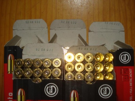Vendo 250 vainas marca GECO, calibre .45 ACP, con un solo tiro, del mismo lote (52 OK 022) pasadas por 01