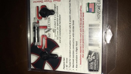 Hola, vendo seguro ambidiestro marca NOVESKE con aletas MAGPUL, es de 60 grados, nuevecito .
STS (Selector 00