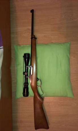 Hola.  Vendo este rifle, con cuatro cargadores de 4 disparos, cantonera de caucho y  la original, anillas 11