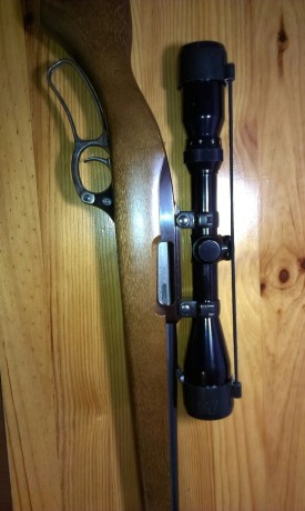 Hola.  Vendo este rifle, con cuatro cargadores de 4 disparos, cantonera de caucho y  la original, anillas 10