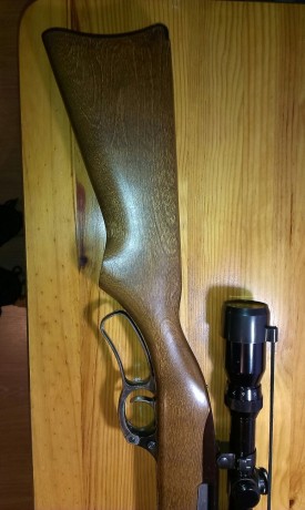 Hola.  Vendo este rifle, con cuatro cargadores de 4 disparos, cantonera de caucho y  la original, anillas 22
