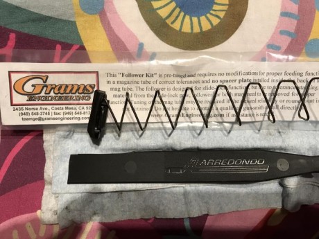 Hola
Vendo teja y muelle GRAMS para cargadores de 9 mm , SPS, STI o Infinity,tamaño 170 mm más espaciador 00