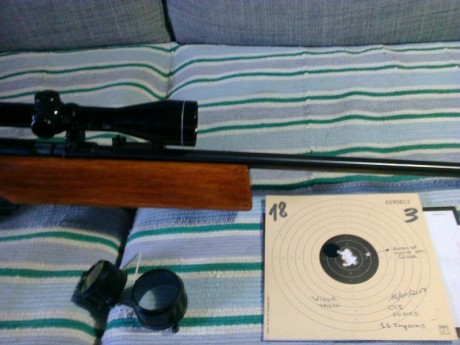 Vendo carabina calibre .22 LR ANSCHUTZ modelo 1402 con réplica de culata match Anschutz. 
Estado del cañón, 00