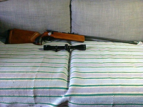Vendo carabina calibre .22 LR ANSCHUTZ modelo 1402 con réplica de culata match Anschutz. 
Estado del cañón, 32