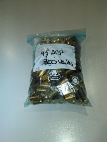 Vendo 300 vainas del 45 acp, de un solo disparo limpias y desempistonadas, están en la provincia de Toledo, 01