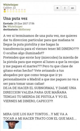 El usuario MR.KERSEY , TAMBIEN CONOCIDO...........ME HA ESTAFADO EN UNA COMPRA DE UNA PPQ M2 DE FOGUEO 120