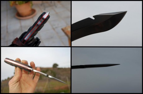 Cudeman JJ sk1 Böhler n695, modificado para quitar la dactilera del pulgar y hacer un corta-alambres (se 00