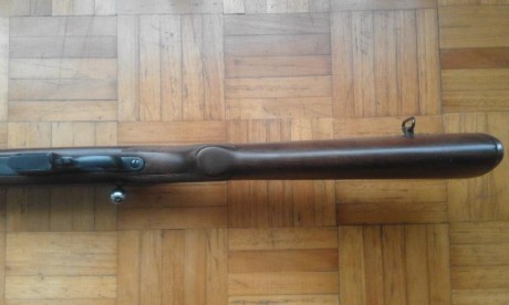 Carabina Destroyer del calibre 9 Largo, recién restaurada por un armero en Éibar, madera lacada, barnizada 30