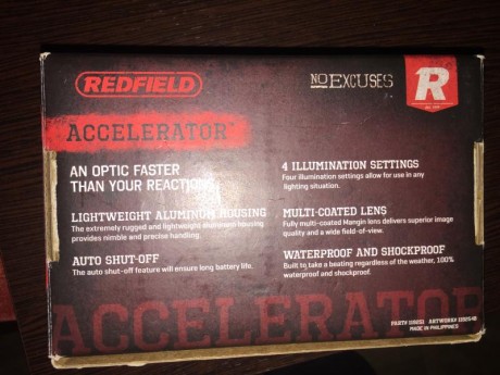 Hola, vendo punto rojo marca REDFIELD ACCELERATOR, Redfield es la marca deportiva de Leupold, poco uso.
Características:
6 11