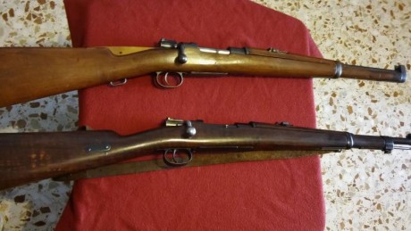 Hola. Vendo dos tercerolas Máuser, modelo 1893 y 1895,(aeroestación), ambas fabricadas en Alemania. Calibre 02