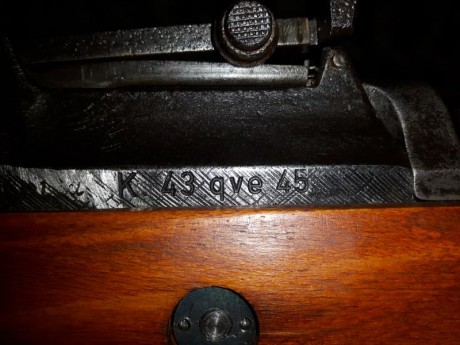 Vendo mi K43 fabricado por Berlín Luebecker código QVE en 1945. Todo original. Solo se rectifico la recamara 21