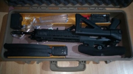 Por falta de uso vendería SIG 522, con sus accesorios.

Tiene montado un quad rail, y también tiene el 02