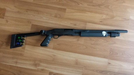 Venta escopeta corredera calibre 12/76 marca Hawk
Escopeta de corredera con cañón de 18 pulgadas cilíndrico 00