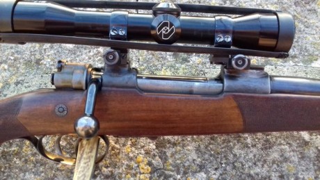 Se vende rifle marca Vom Hofe en calibre 5,6x61 Super Expres Vom Hofe.  Tiene un cerrojo tipo mauser 98, 40