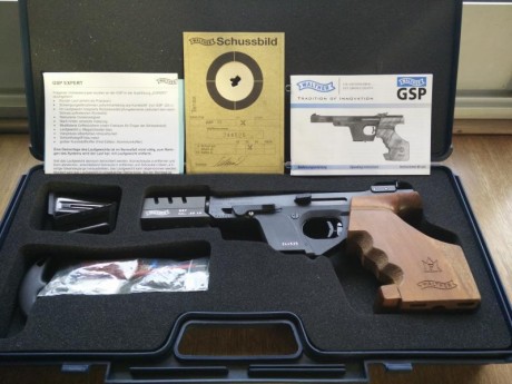 se vende walther GSP expert 22 lr.
pistola muy precisa.
es del año 2006 según marca las letras del cañon.
poco 02