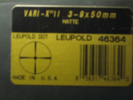 Buenas,

Vendo un visor Leupold original, modelo 4636, Vari X-II 3-9x50, retícula Dot.

Es un visor original 00